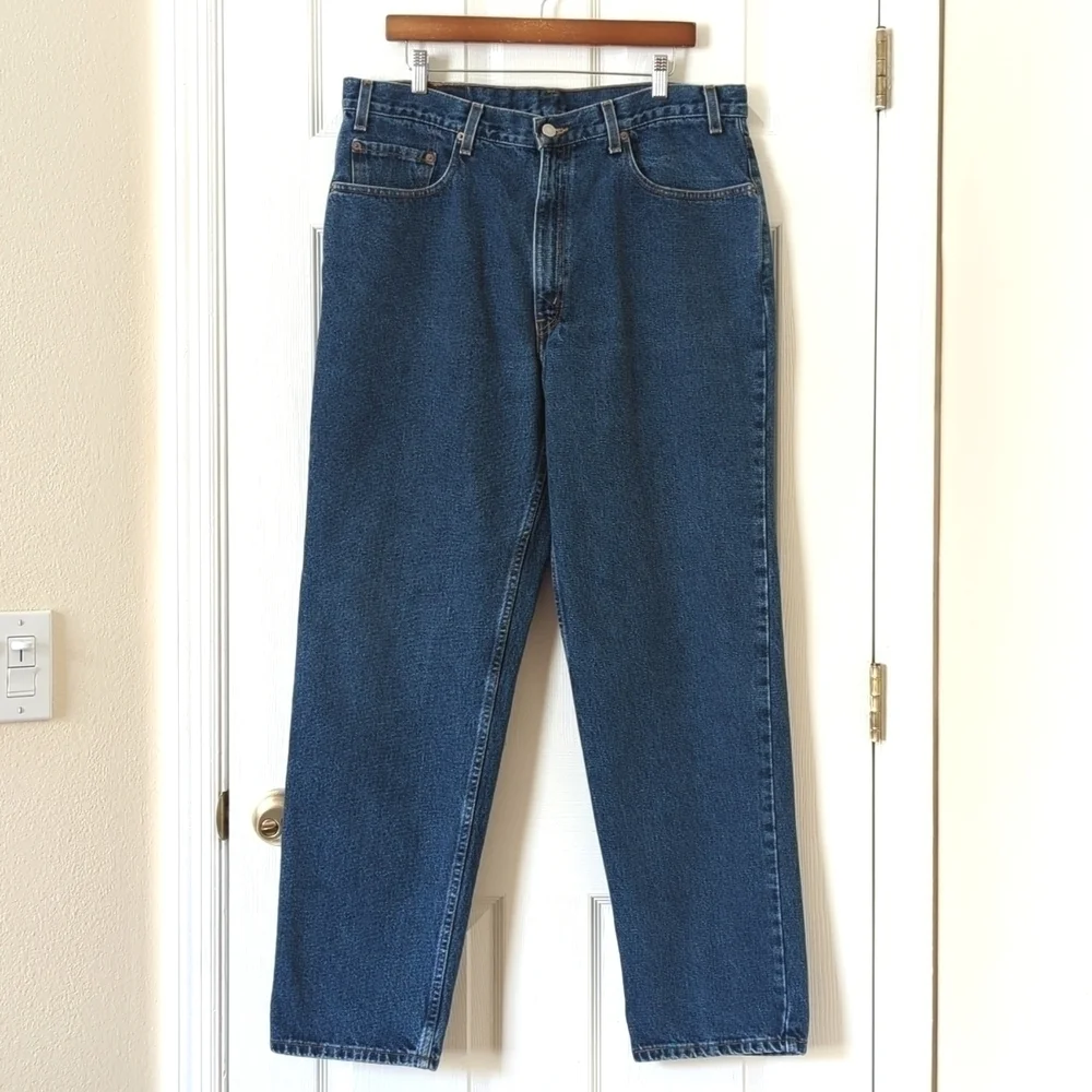 Levi's 90's Vintage 550 Dark Wash Relaxed Fit Tapered Leg Denim Jeans 38 x 32